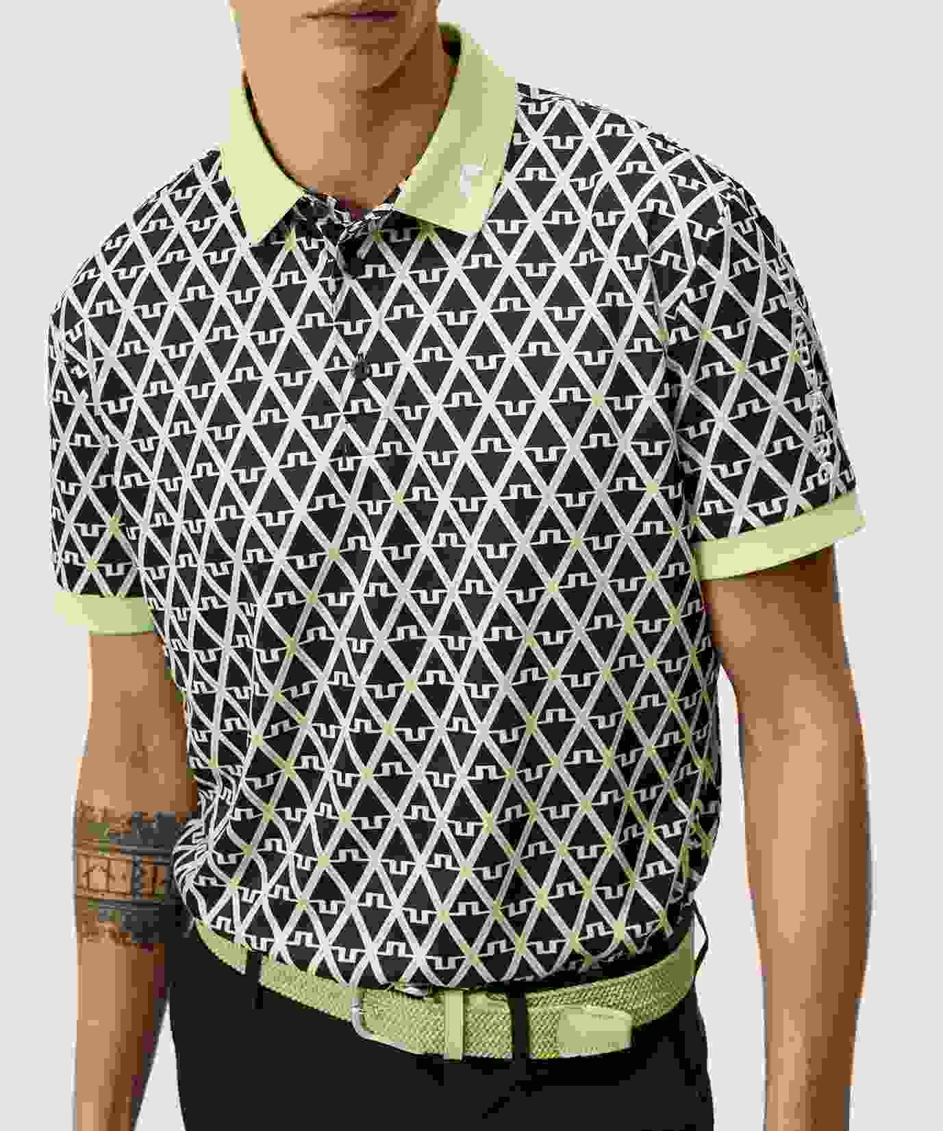 J.Lindeberg Tour Tech Regular Fit Print pánské polo, JL Navy
