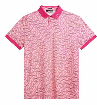 J.Lindeberg Tour Tech Regular Fit Print pánské polo, geo powder pink