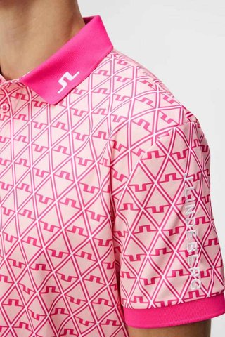 J.Lindeberg Tour Tech Regular Fit Print pánské polo, geo powder pink