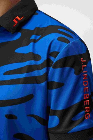 J.Lindeberg Tour Tech Regular Fit Print pánské polo, neptune nautical blue