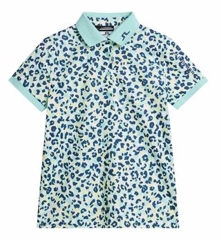 J.Lindeberg Tour Tech Print dámské polo, leopard aruba blue