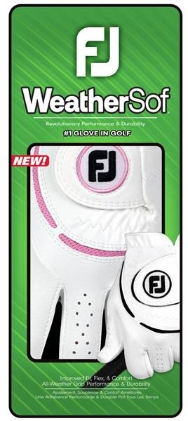 FootJoy WeatherSof dámská golfová rukavice, bílo/růžová