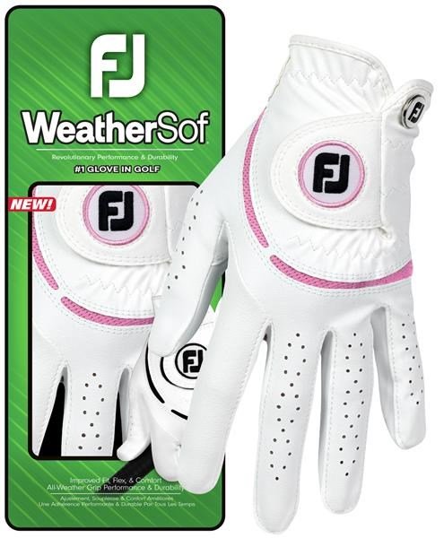 FootJoy WeatherSof dámská golfová rukavice, bílo/růžová