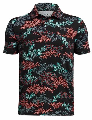 Under Armour Playoff Printed dětské polo, black/hydro teal