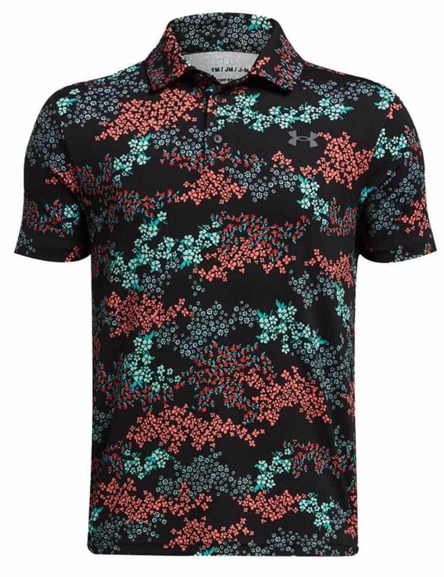 Under Armour Playoff Printed dětské polo, black/hydro teal