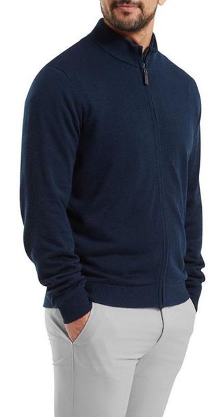 FootJoy Full-Zip Lined pánský svetr, modrý