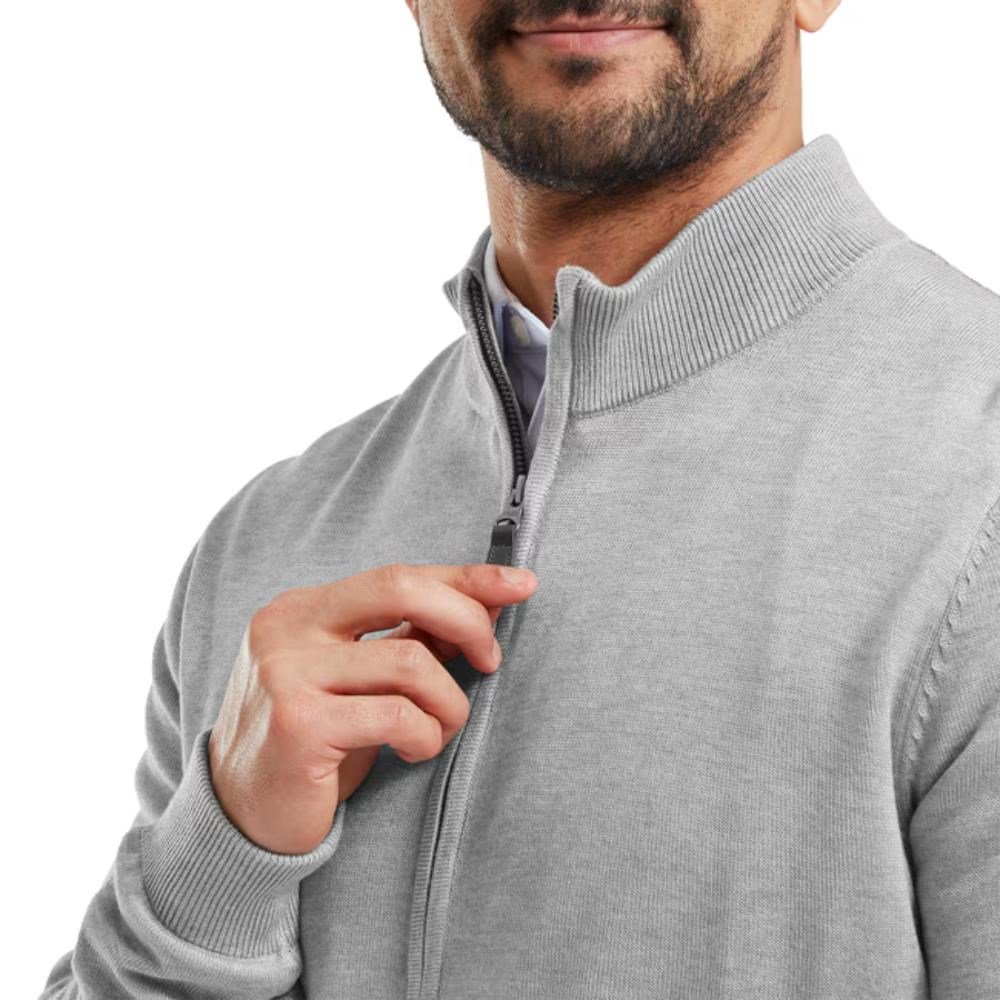 FootJoy Drirelease Full-Zip Lined pánský svetr, šedý