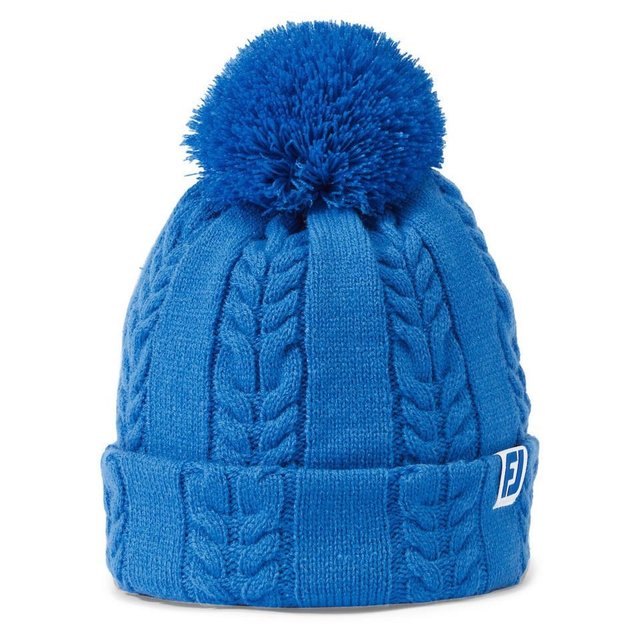 FootJoy Cable Knit Bobble dámská zimní čepice, modrá