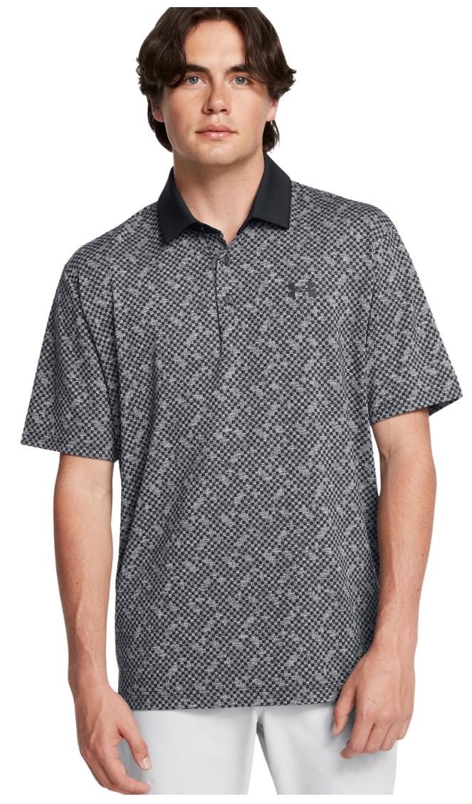 Under Armour Playoff 3.0 Check Jaquard pánské polo, černo/bílé