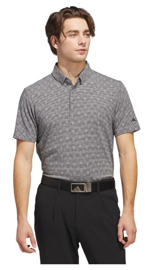 Adidas Go-To Printed Stripe pánské polo, grey three mel/black