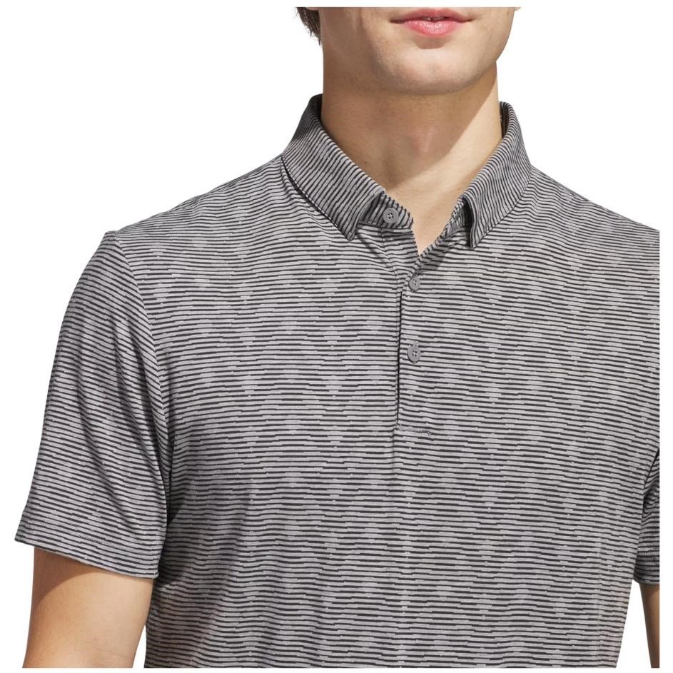 Adidas Go-To Printed Stripe pánské polo, grey three mel/black