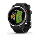Garmin Approach S44 golfové GPS hodinky, hliníková luneta Silver, silikonový řemínek Black
