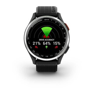 Garmin Approach S44 golfové GPS hodinky, hliníková luneta Silver, silikonový řemínek Black