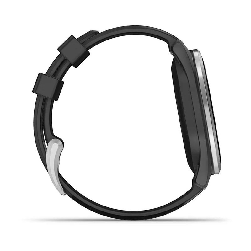 Garmin Approach S44 golfové GPS hodinky, hliníková luneta Silver, silikonový řemínek Black