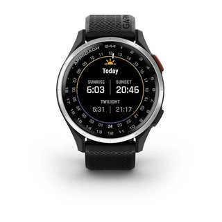Garmin Approach S44 golfové GPS hodinky, hliníková luneta Silver, silikonový řemínek Black