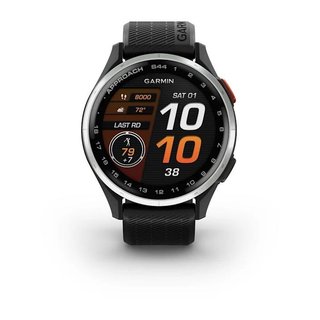 Garmin Approach S44 golfové GPS hodinky, hliníková luneta Silver, silikonový řemínek Black