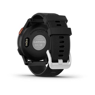 Garmin Approach S44 golfové GPS hodinky, hliníková luneta Silver, silikonový řemínek Black