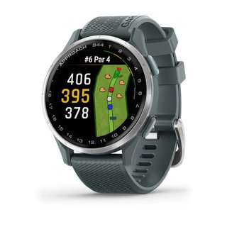 Garmin Approach S44 golfové GPS hodinky, hliníková luneta Silver, silikonový řemínek Twilight