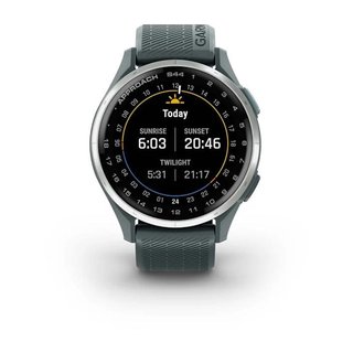 Garmin Approach S44 golfové GPS hodinky, hliníková luneta Silver, silikonový řemínek Twilight
