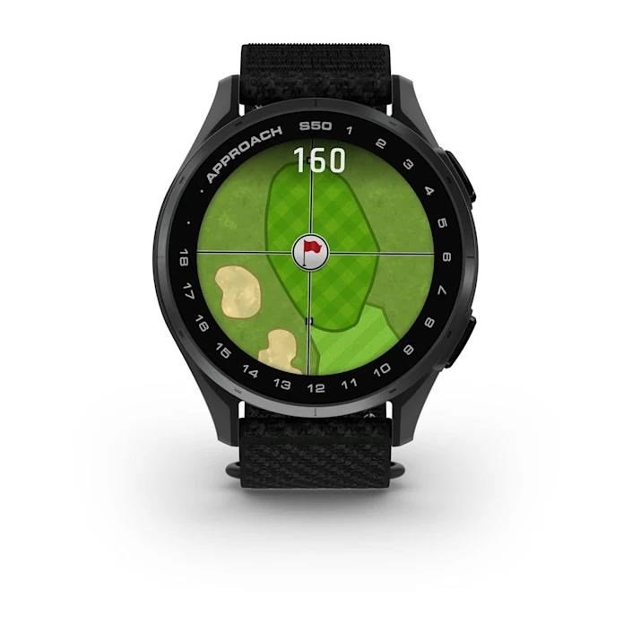 Garmin Approach S50 golfové GPS hodinky, hliníková luneta Slate, nylonový řemínek Black ComfortFit