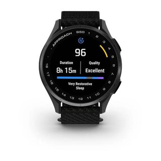 Garmin Approach S50 golfové GPS hodinky, hliníková luneta Slate, nylonový řemínek Black ComfortFit