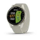 Garmin Approach S50 golfové GPS hodinky, hliníková luneta Cream Gold, nylonový řemínek Ivory ComfortFit