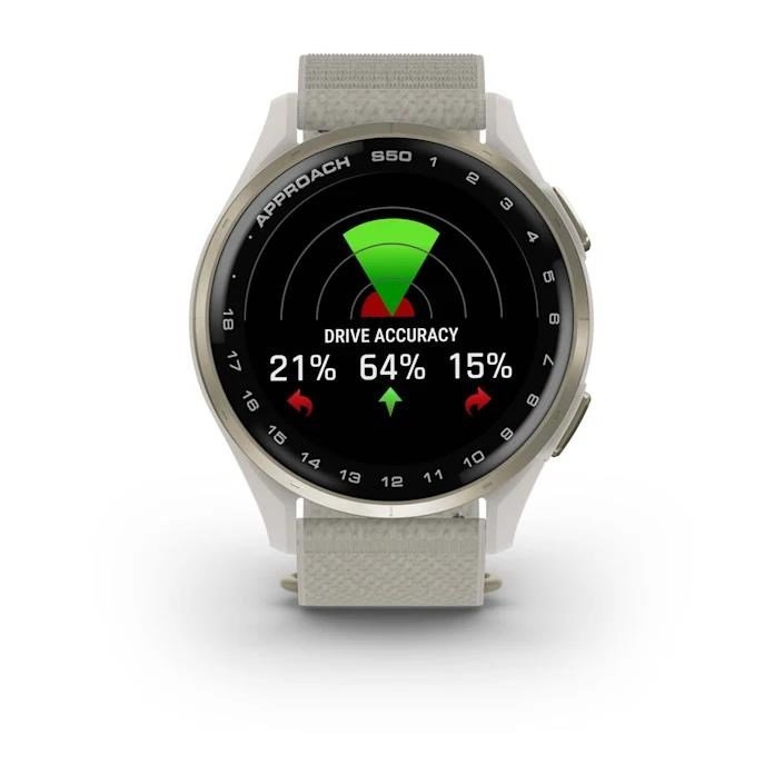 Garmin Approach S50 golfové GPS hodinky, hliníková luneta Cream Gold, nylonový řemínek Ivory ComfortFit