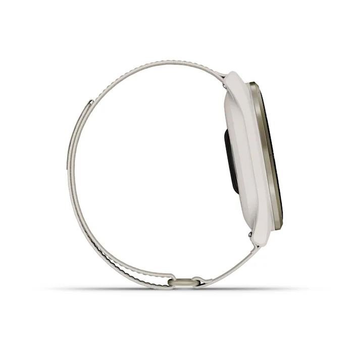 Garmin Approach S50 golfové GPS hodinky, hliníková luneta Cream Gold, nylonový řemínek Ivory ComfortFit