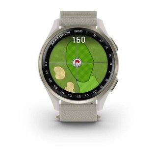 Garmin Approach S50 golfové GPS hodinky, hliníková luneta Cream Gold, nylonový řemínek Ivory ComfortFit