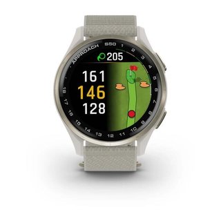 Garmin Approach S50 golfové GPS hodinky, hliníková luneta Cream Gold, nylonový řemínek Ivory ComfortFit