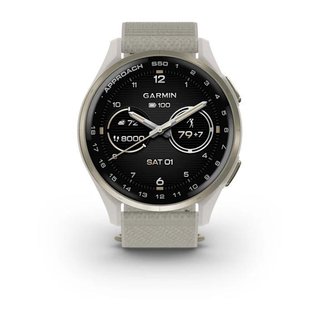Garmin Approach S50 golfové GPS hodinky, hliníková luneta Cream Gold, nylonový řemínek Ivory ComfortFit