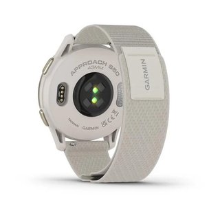 Garmin Approach S50 golfové GPS hodinky, hliníková luneta Cream Gold, nylonový řemínek Ivory ComfortFit