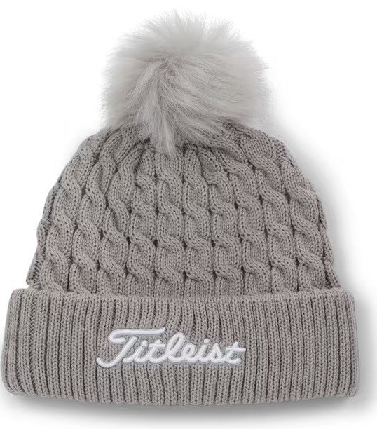 Titleist Cable Knit Pom Pom dámská zimní čepice, šedá