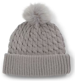 Titleist Cable Knit Pom Pom dámská zimní čepice, šedá