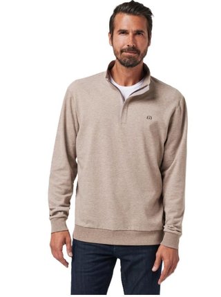 Travis Mathew CLOUD QUARTER ZIP 2.0 pánská fleecová mikina, béžová