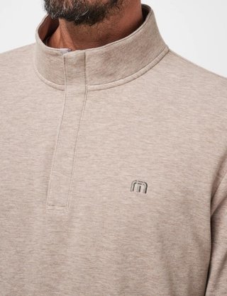 Travis Mathew CLOUD QUARTER ZIP 2.0 pánská fleecová mikina, béžová