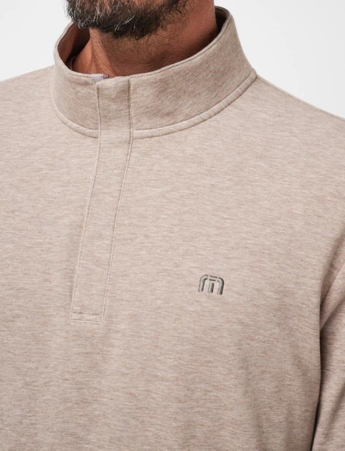 Travis Mathew CLOUD QUARTER ZIP 2.0 pánská fleecová mikina, béžová