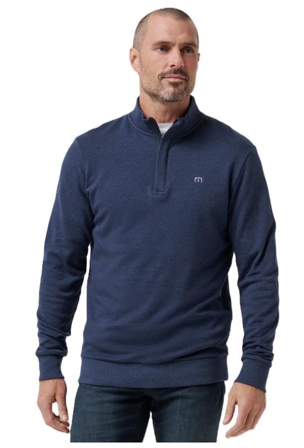Travis Mathew CLOUD QUARTER ZIP 2.0 pánská fleecová mikina, modrá
