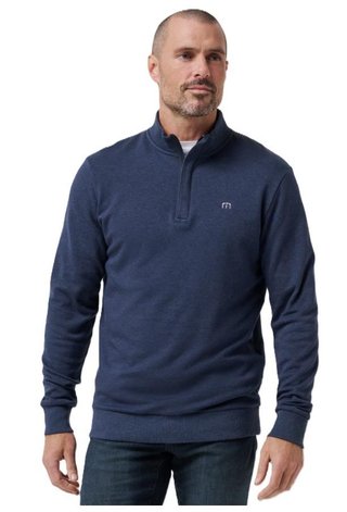 Travis Mathew CLOUD QUARTER ZIP 2.0 pánská fleecová mikina, modrá