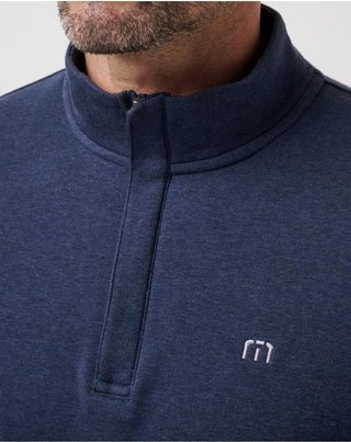 Travis Mathew CLOUD QUARTER ZIP 2.0 pánská fleecová mikina, modrá