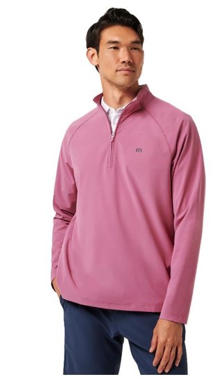 Travis Mathew AIR TRAM QUARTER ZIP pánská mikina, rose wine