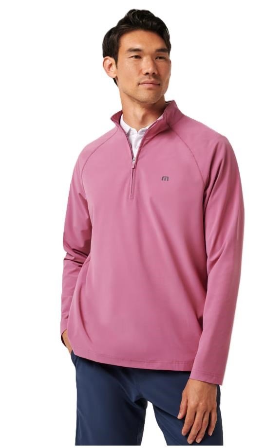 Travis Mathew AIR TRAM QUARTER ZIP pánská mikina, rose wine
