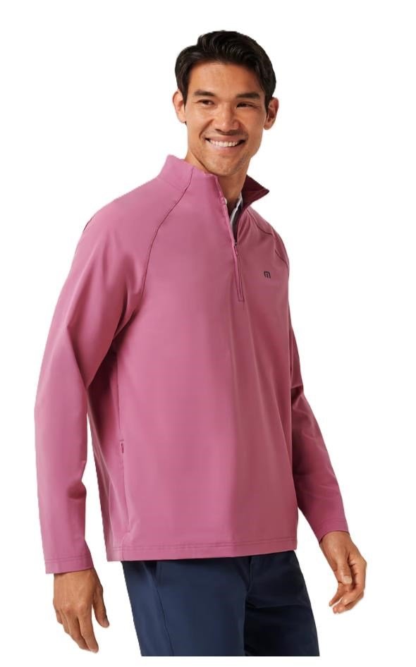 Travis Mathew AIR TRAM QUARTER ZIP pánská mikina, rose wine