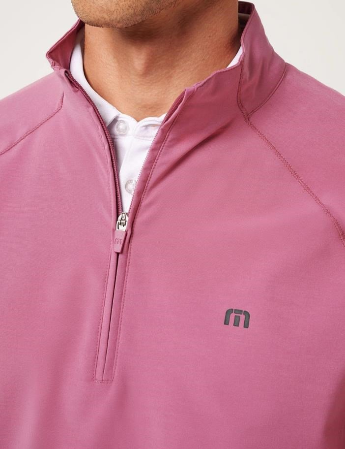 Travis Mathew AIR TRAM QUARTER ZIP pánská mikina, rose wine