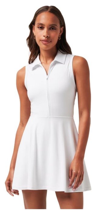 Travis Mathew Moveknit Sleeveless Polo golfové šaty, bílé