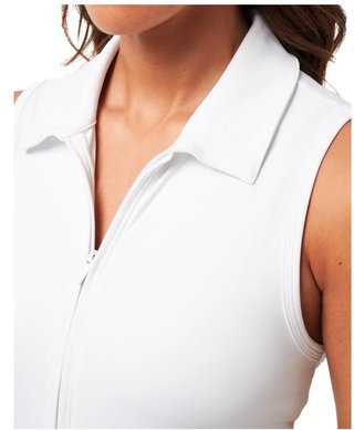 Travis Mathew Moveknit Sleeveless Polo golfové šaty, bílé