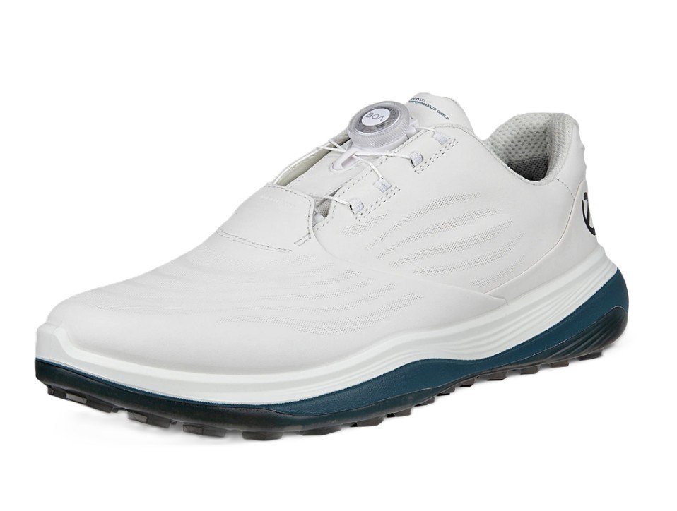 Ecco LT1 Boa pánské kožené golfové voděodolné boty, bílé