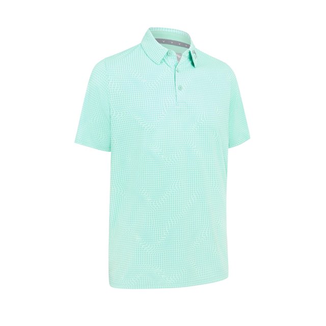 Callaway Warped Gingham Print pánské polo, neptune green
