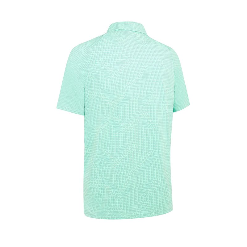 Callaway Warped Gingham Print pánské polo, neptune green