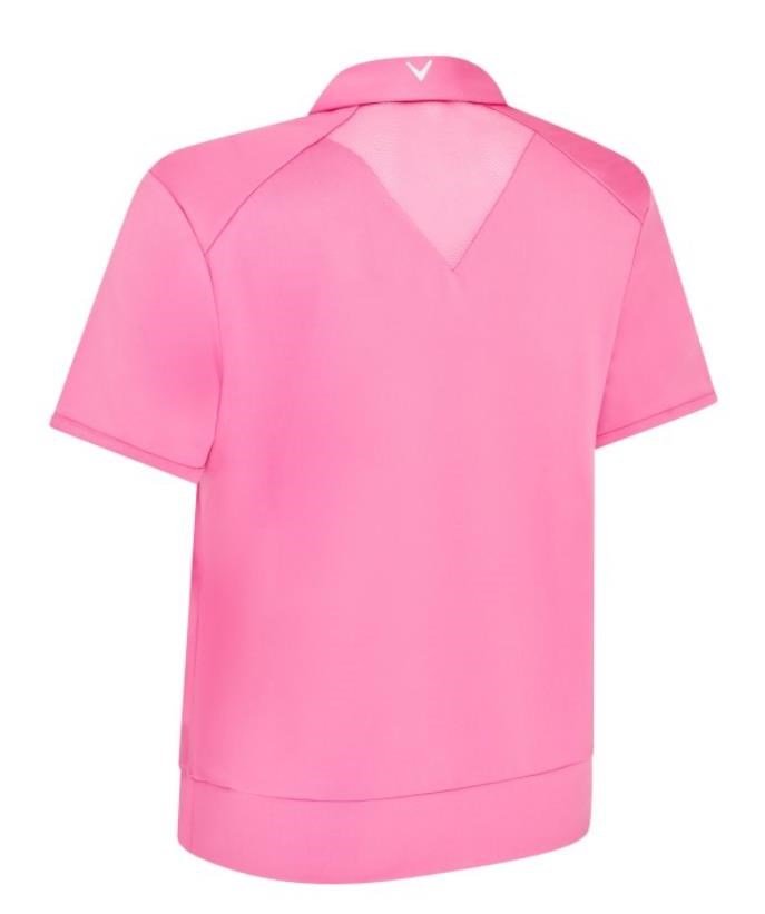 Callaway Waist Length Mesh Detail Short Sleeve dámské polo, cheeky pink